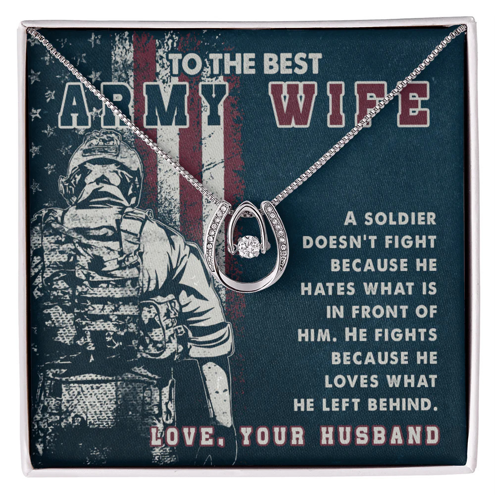 Army Wife Left Behind Lucky Horseshoe Necklace Standard Box